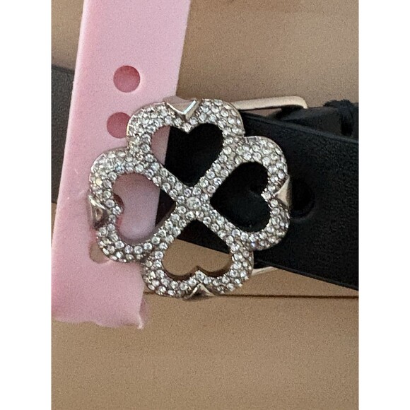 Kate Spade Embellished Clover Leather Belt L Black Retail $68 - Picture 2 of 7
